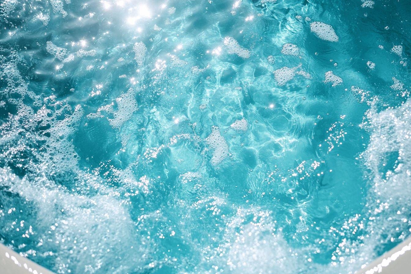 eau de piscine clair qui a été traitée avec du chlore