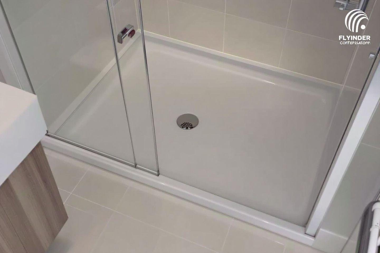 Intérieur de douche blanc avec paroi en verre transparent
