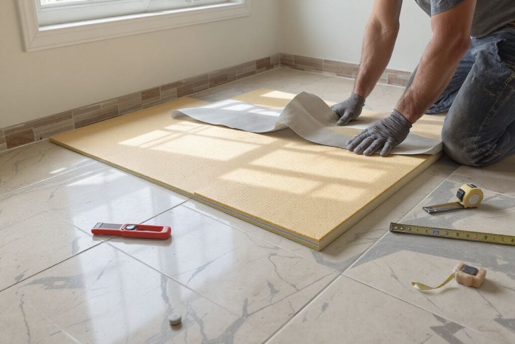 Isolé un sol carrelé