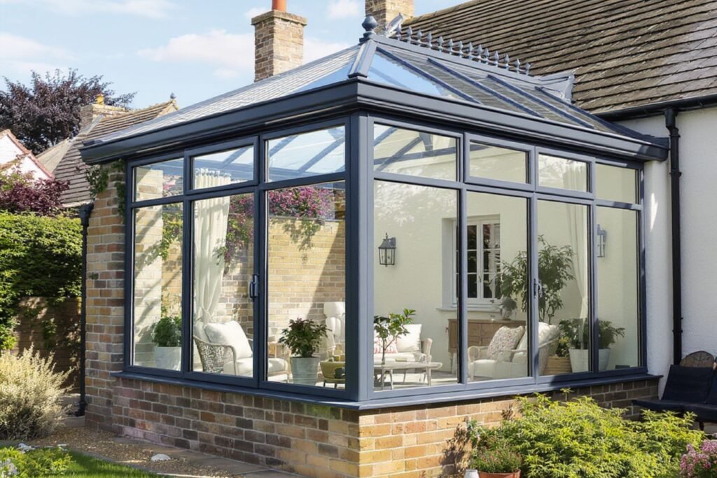 Véranda avec mur plein