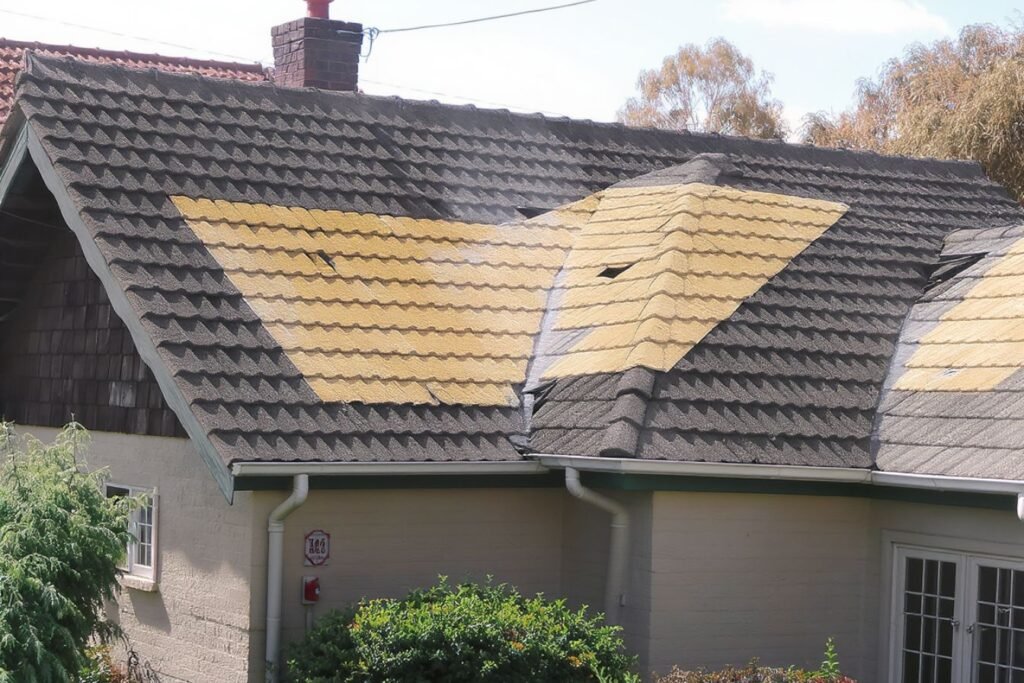 maison avec un toit en amiante